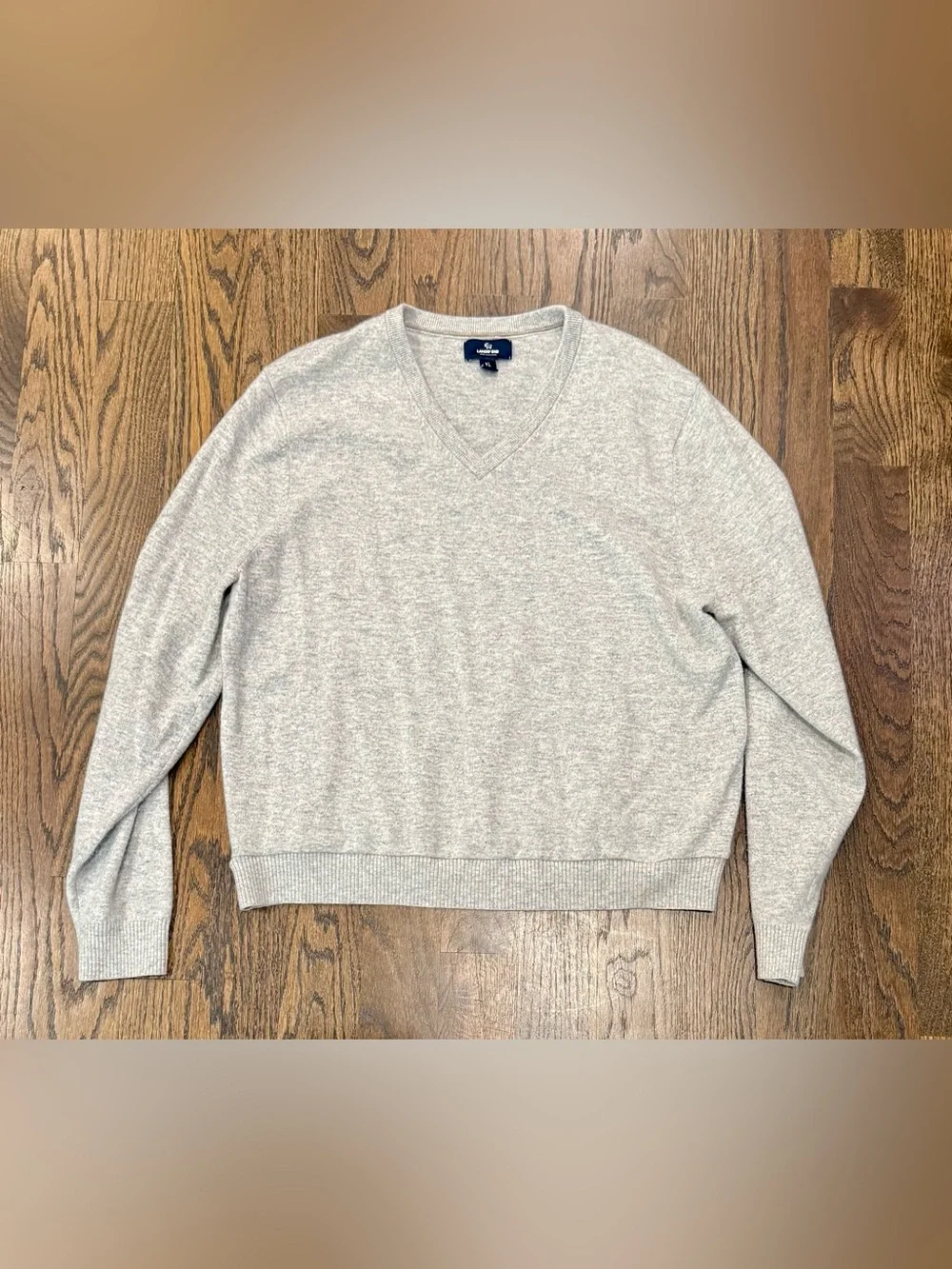 Lands' End Mens Cashmere V-Neck Sweater - Light Grey
